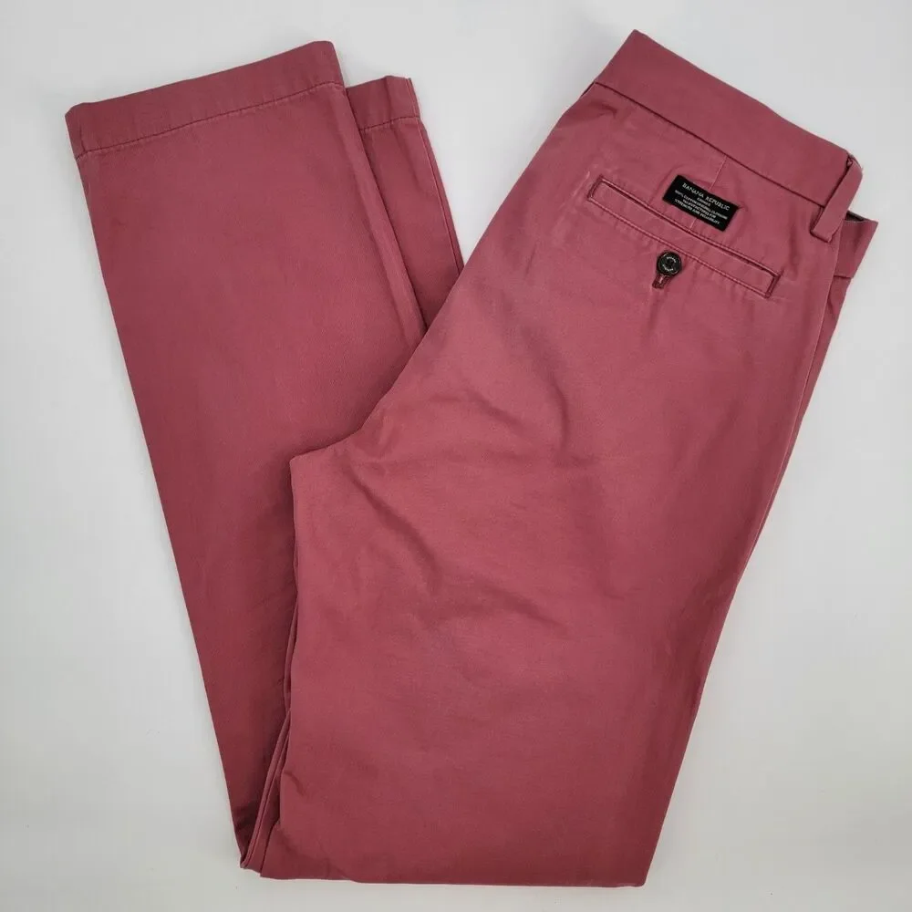 Banana Republic Emerson Chino Men's Pants 33x34 Red Straight Leg Casual Cotton